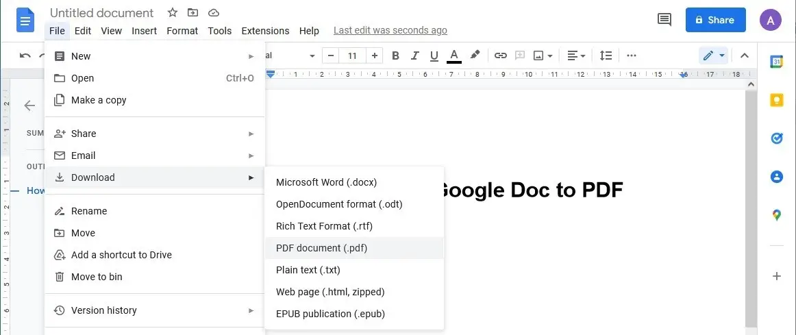 Hur man konverterar Google Docs till PDF på en stationär dator