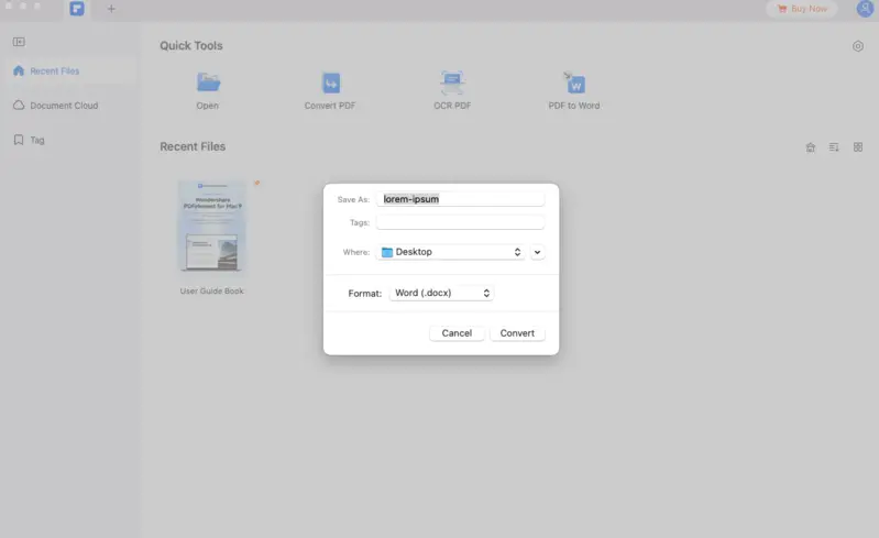 Change PDF to DOCX on Mac